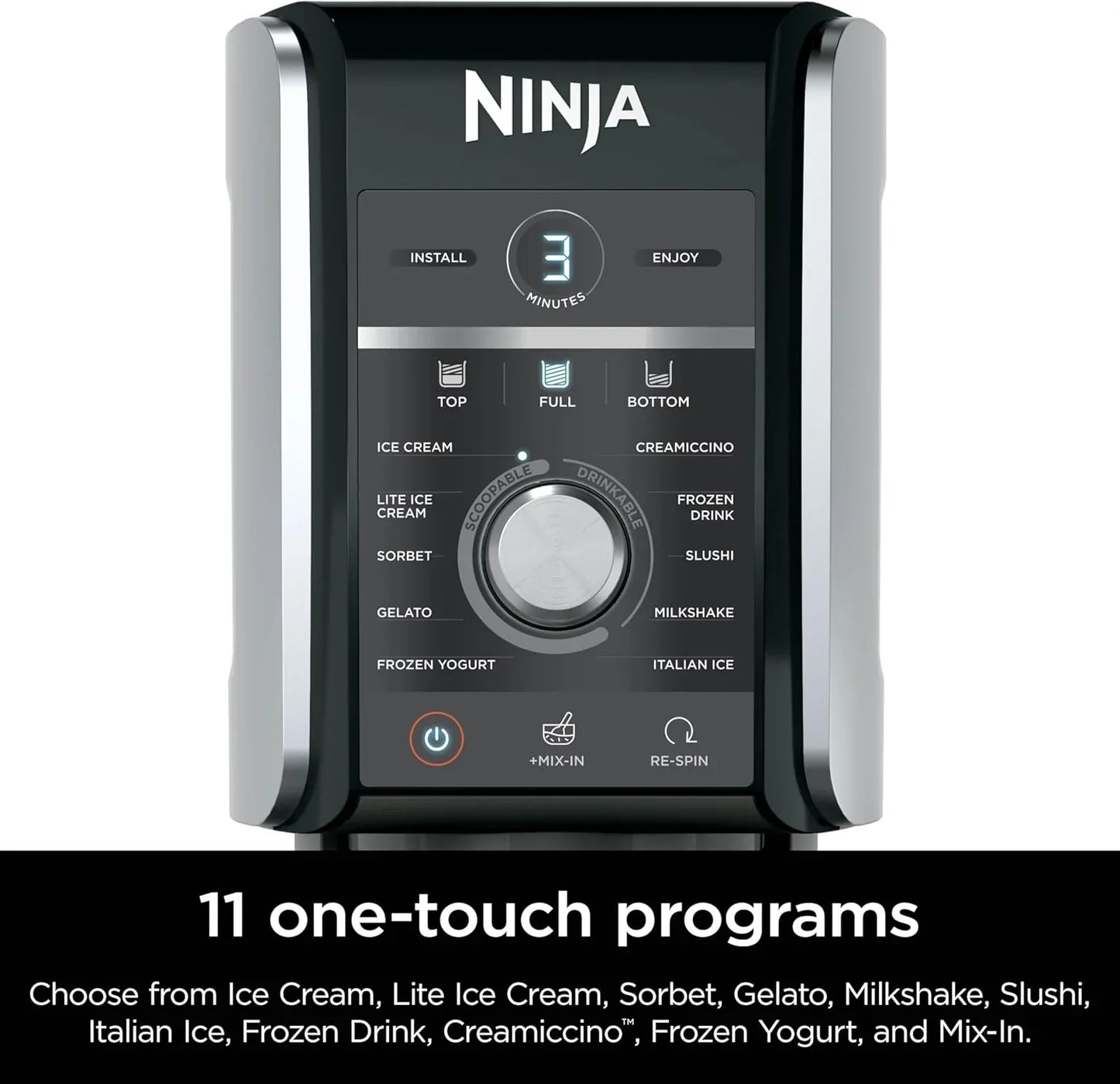 Ninja NC301 CREAMi Ice Cream Maker, for Gelato, Mix-ins, Milkshakes, Sorbet, Smoothie Bowls & More, 7 One-Touch Programs, with (2) Pint Containers & Lids, Compact Size, Perfect for Kids, Silver