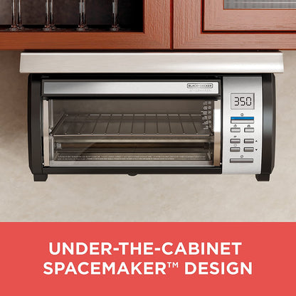 BLACK+DECKER SpaceMaker Under-Counter Toaster Oven, Digital Controls, Black/Stainless Steel, Fits 9�测�� Pizza, TROS1000D