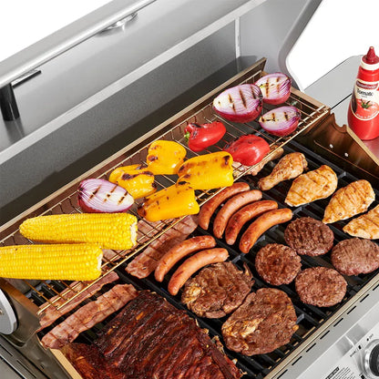 Monument Grills 17842 Stainless Steel 4 Burner Propane Gas Grill with Rotisserie