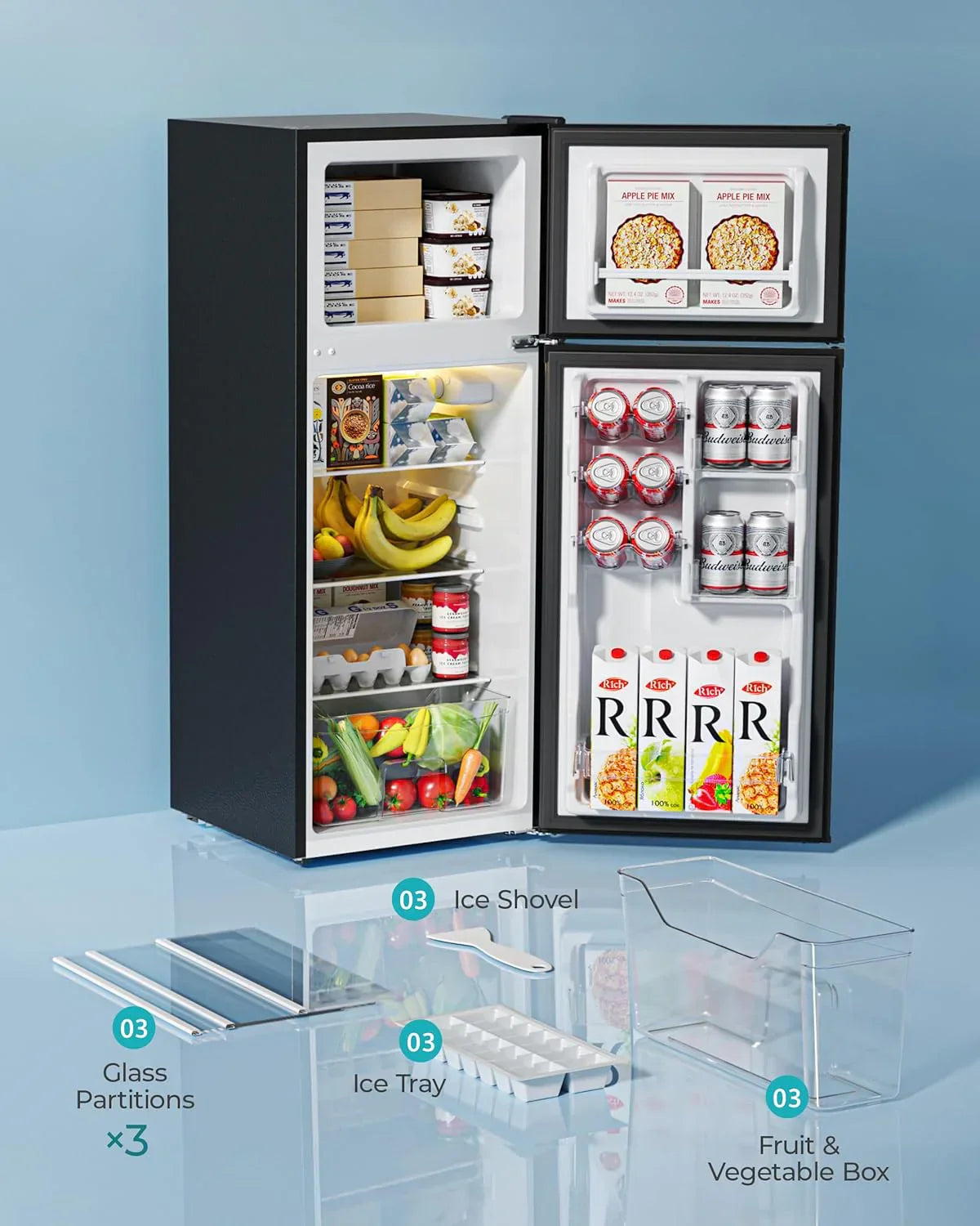 3.2 Cu.Ft Mini Fridge with Freezer �� 2-Door Compact Refrigerator for Bedroom, Dorm, Office or Apartment, Silver3.2 Cu.Ft Mini Fridge with Freezer �� 2-Door Compact Refrigerator for Bedroom, Dorm, Office or Apartment, Silver