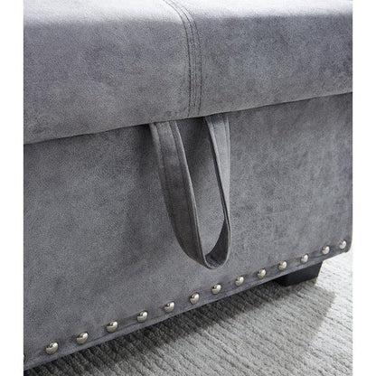 Reversible 90.5in. Gray Velvet Sleeper Sectional Sofa L-Shape 3 Seat Sectional Couch with Storage