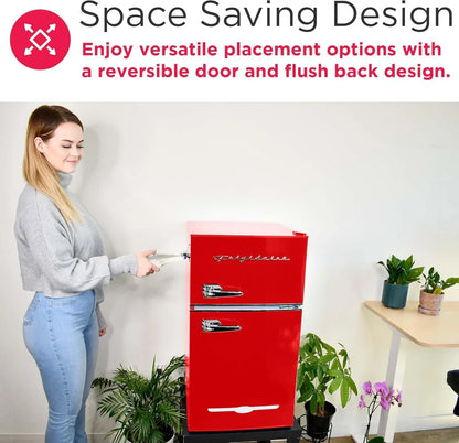 Frigidaire Retro Mini Fridge with Freezer & Side Bottle Opener-Small 2 Door Refrigerator for Office Bar or College Dorm Room-3.1 Cu Ft – 19”"D x 20.5" W x 33.5" H