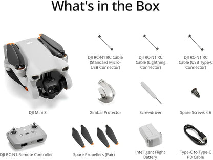 DJI Mini 3, Drones with Camera for Adults 4K, 38-min Flight Time, up to 32800ft (10km) Video Transmission, True Vertical Shooting, GPS Auto Return Integrated, Mini Drone with Camera for Beginners
