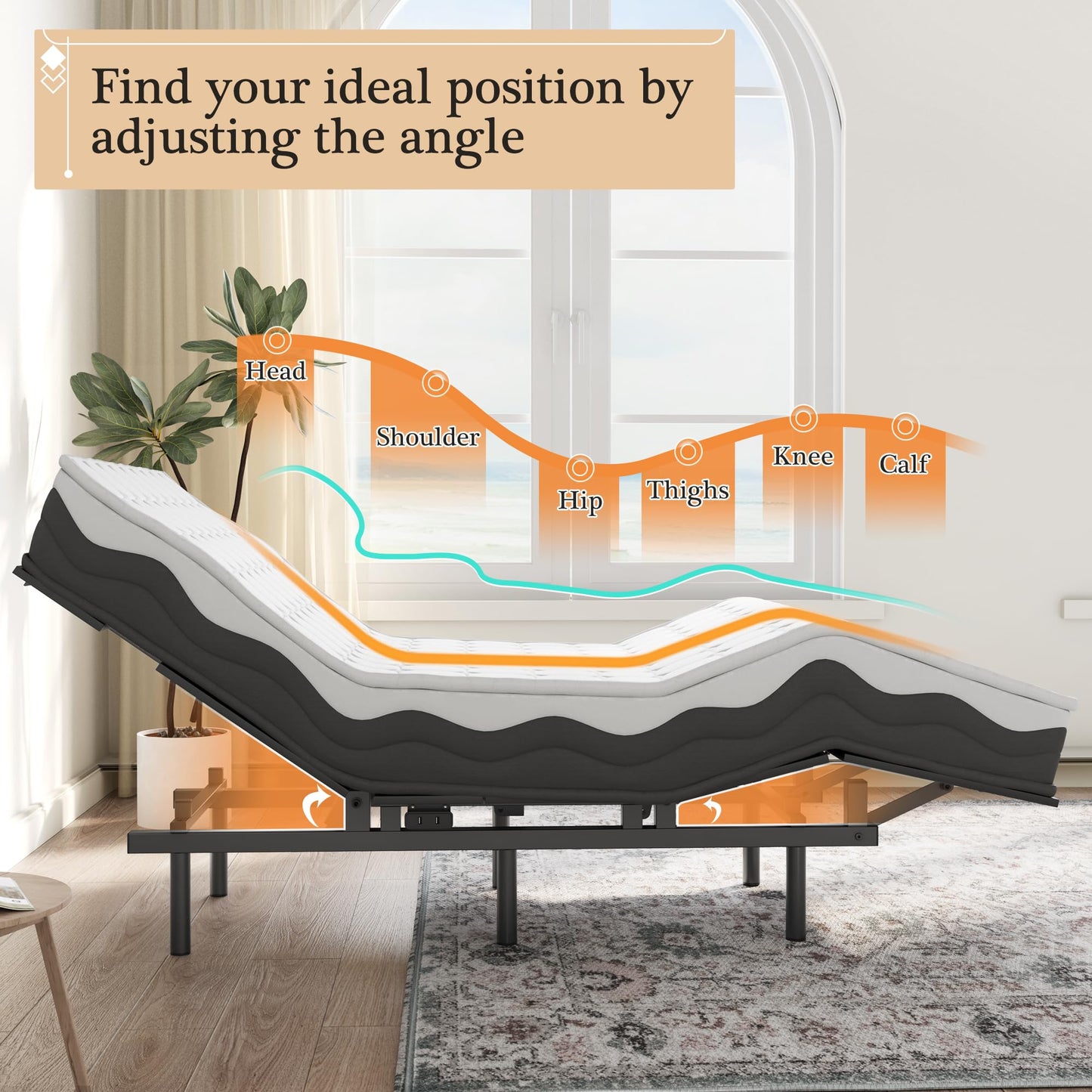 Adjustable Bed Frame -Wireless Remote -Memory Function -Adjustable Bed Base -Head and Foot Lift Incline -Zero Gravity -Quiet Motorfor Lying Down, Reading, Watching TV,Fatigue,BackacheTwin
