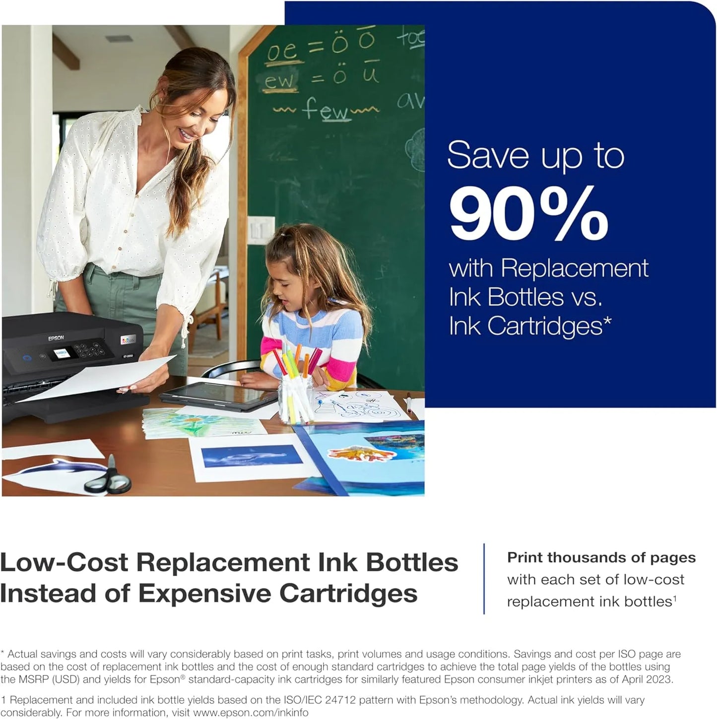 Epson EcoTank ET-4800 Wireless All-in-One Inkjet Printer, White Cartridge-Free, Scanner, Copier, Fax, ADF, Ethernet, Home Office