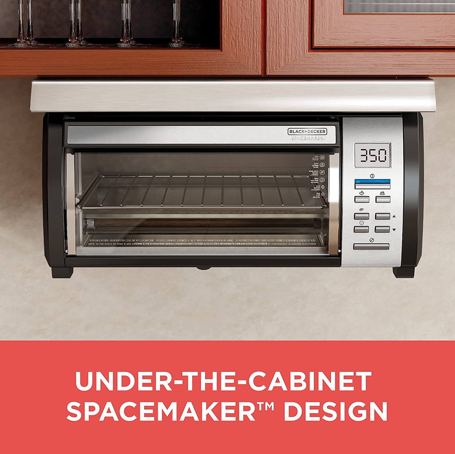 BLACK+DECKER SpaceMaker Under-Counter Toaster Oven, Digital Controls, Black/Stainless Steel, Fits 9锟芥�锟斤拷 Pizza, TROS1000D